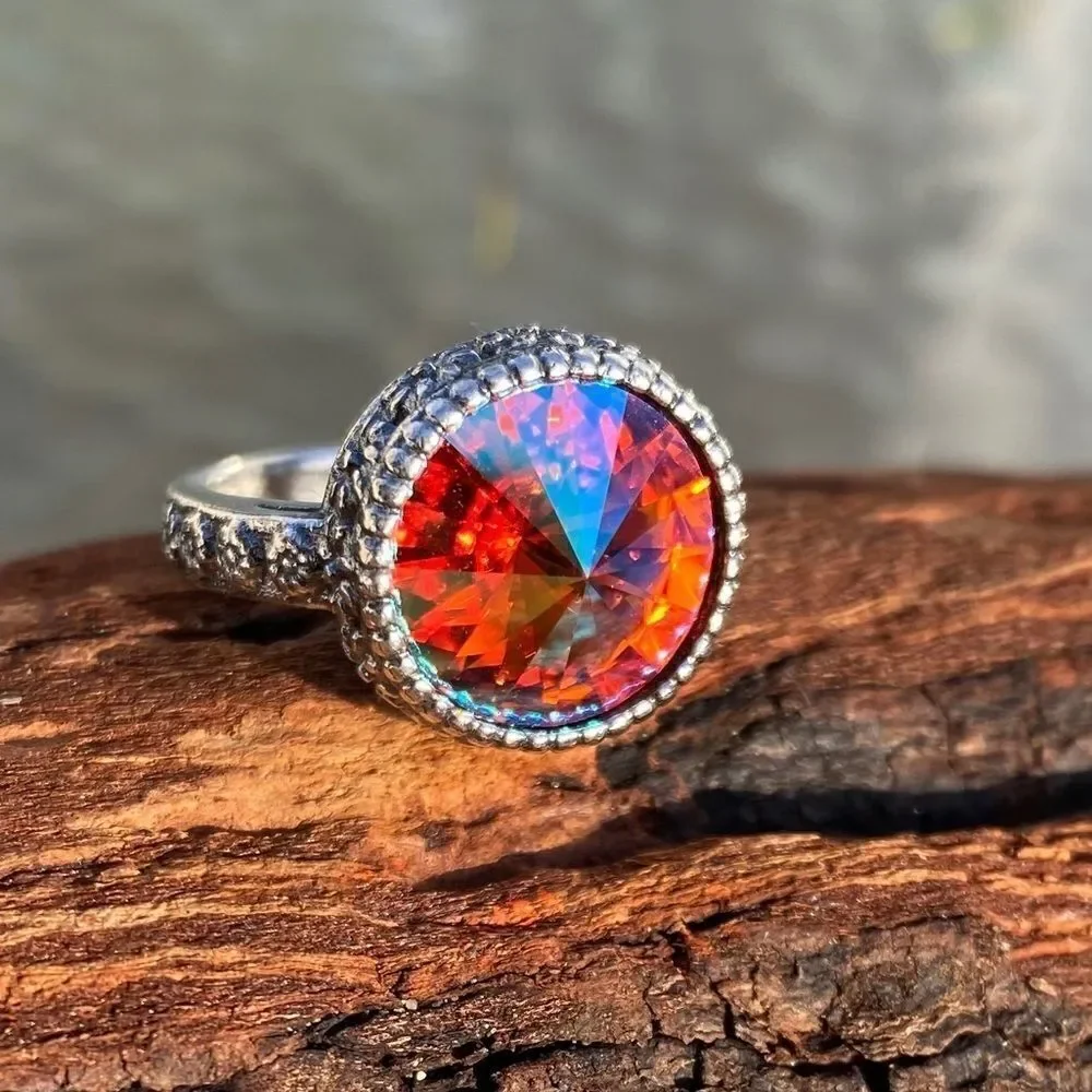Handcrafted sparkly ring made with Swarovski crystal adjustable fit